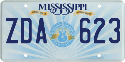 MS license plate ZDA623