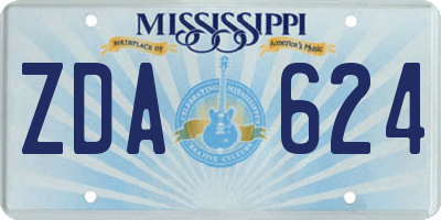 MS license plate ZDA624