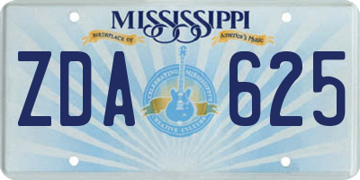 MS license plate ZDA625