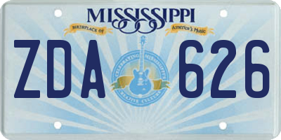 MS license plate ZDA626