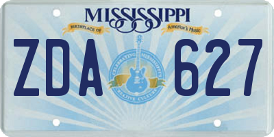 MS license plate ZDA627