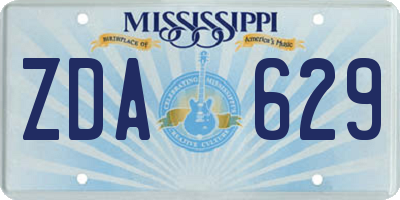 MS license plate ZDA629