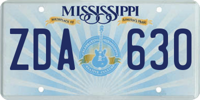MS license plate ZDA630