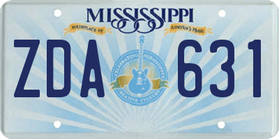 MS license plate ZDA631