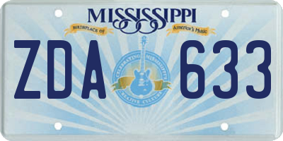 MS license plate ZDA633
