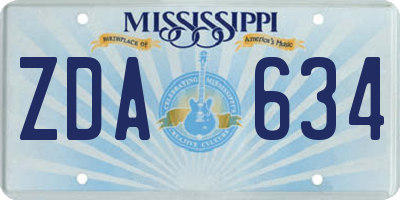 MS license plate ZDA634