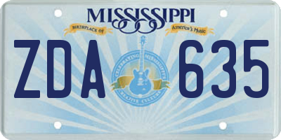 MS license plate ZDA635