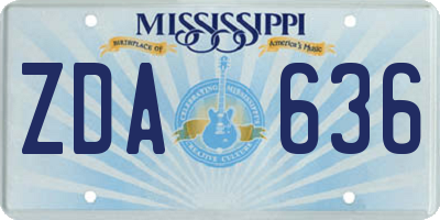 MS license plate ZDA636