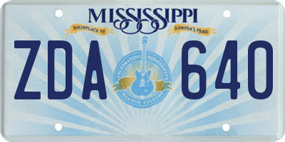 MS license plate ZDA640