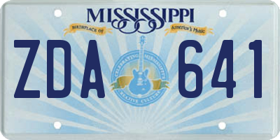 MS license plate ZDA641
