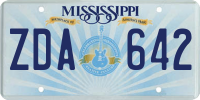 MS license plate ZDA642