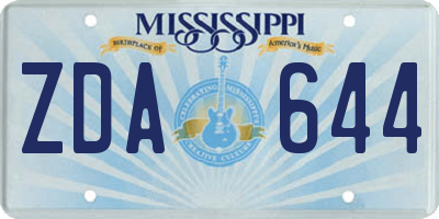 MS license plate ZDA644