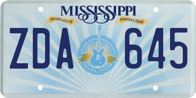 MS license plate ZDA645