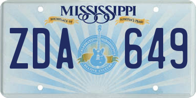 MS license plate ZDA649