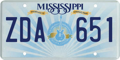 MS license plate ZDA651