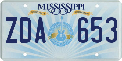 MS license plate ZDA653