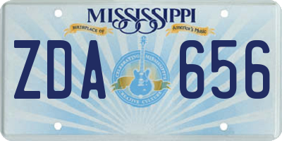 MS license plate ZDA656