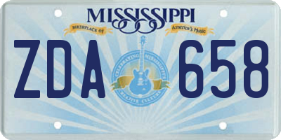 MS license plate ZDA658
