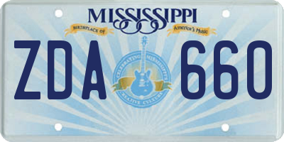 MS license plate ZDA660