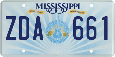 MS license plate ZDA661