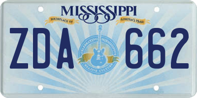 MS license plate ZDA662