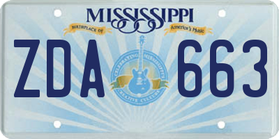 MS license plate ZDA663