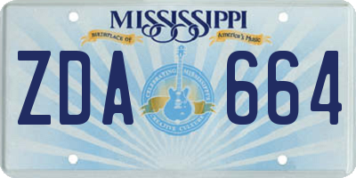 MS license plate ZDA664