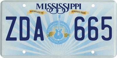MS license plate ZDA665