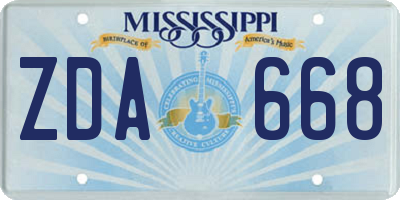 MS license plate ZDA668