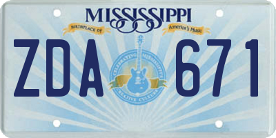 MS license plate ZDA671