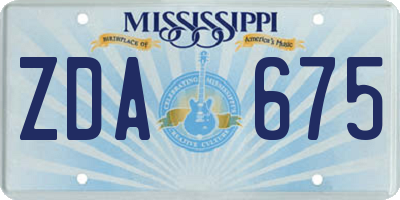 MS license plate ZDA675