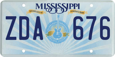 MS license plate ZDA676