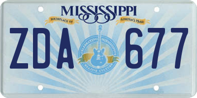 MS license plate ZDA677