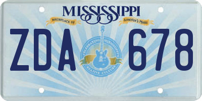 MS license plate ZDA678
