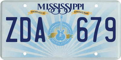 MS license plate ZDA679