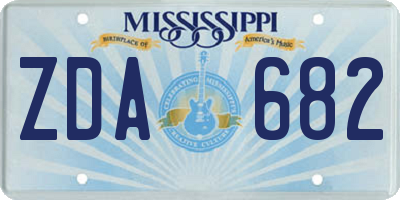 MS license plate ZDA682