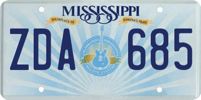 MS license plate ZDA685