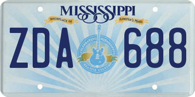 MS license plate ZDA688