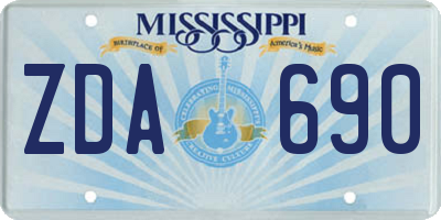 MS license plate ZDA690