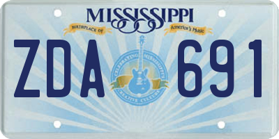 MS license plate ZDA691