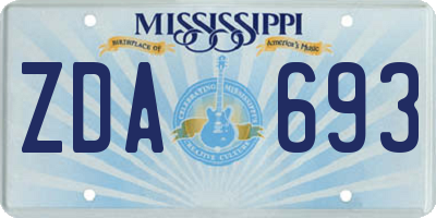 MS license plate ZDA693
