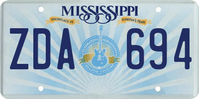 MS license plate ZDA694