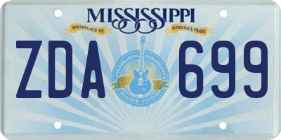 MS license plate ZDA699