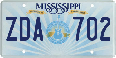 MS license plate ZDA702