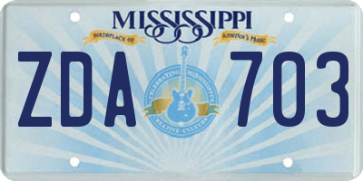 MS license plate ZDA703