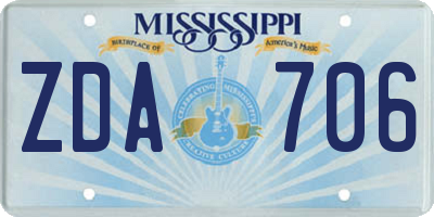 MS license plate ZDA706
