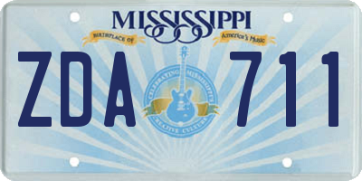 MS license plate ZDA711