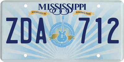MS license plate ZDA712
