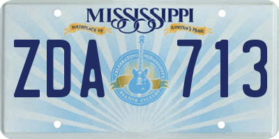 MS license plate ZDA713