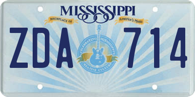 MS license plate ZDA714